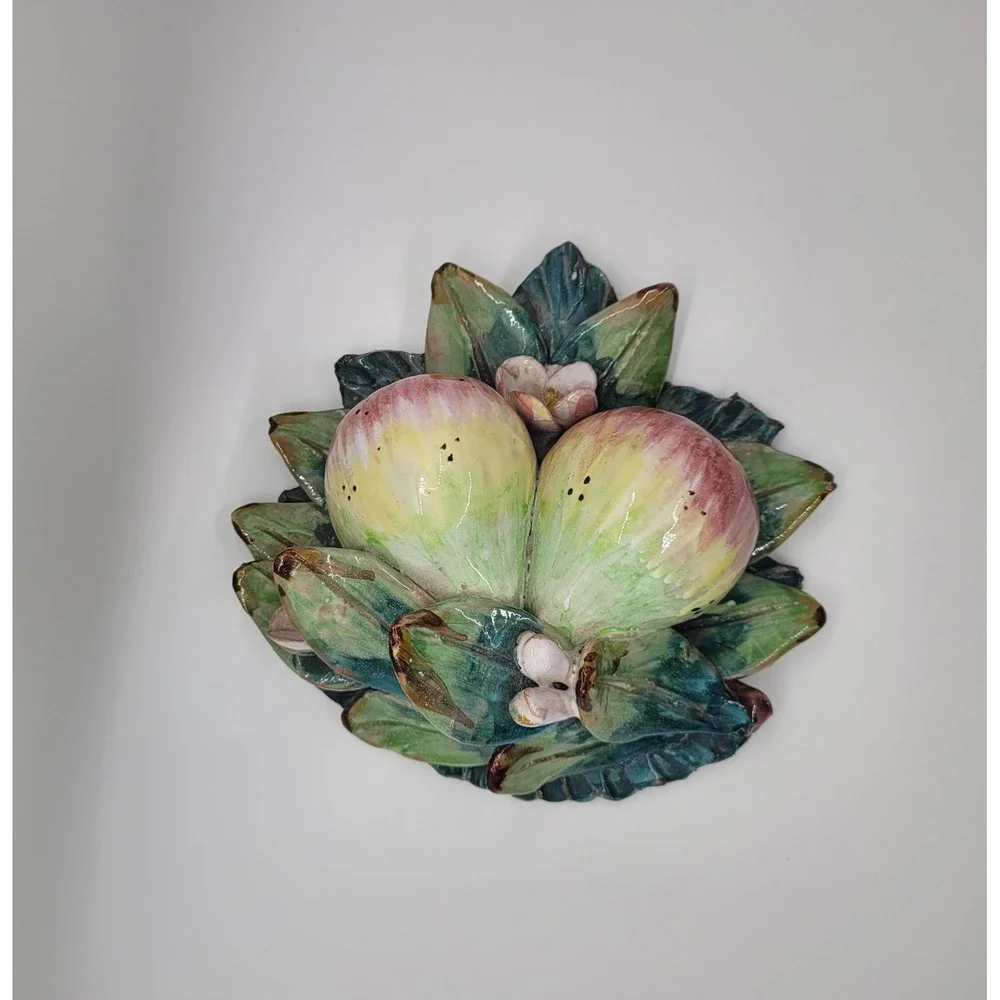 Ceramiche Perconte Sciacca Italy Ceramic Figs Fruit Wall Plaque 3D Decor